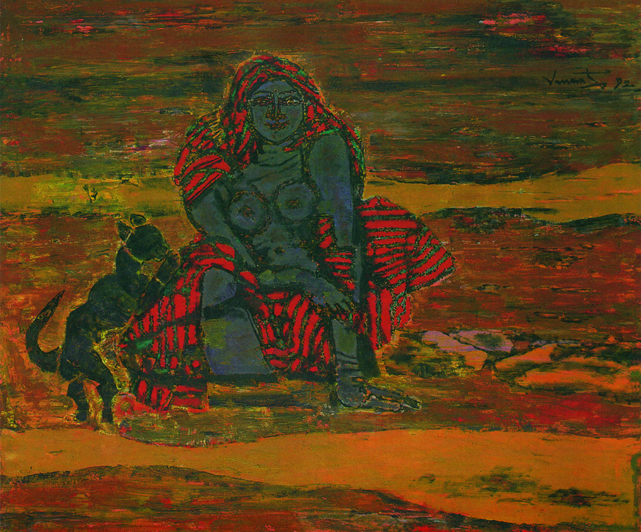 A P Santhanaraj, Girl with her Pet, 1992