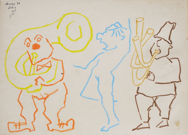 M F Husain, Untitled (Circus Series), 1969