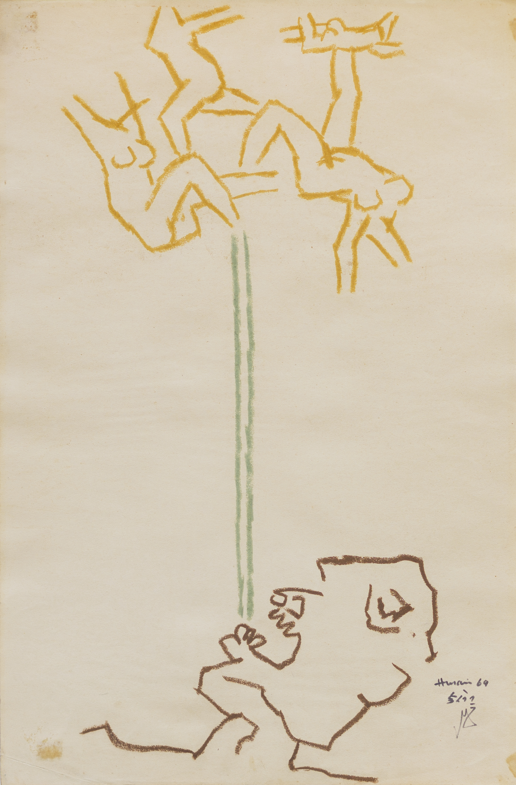 M F Husain, Untitled (Circus Series), 1969