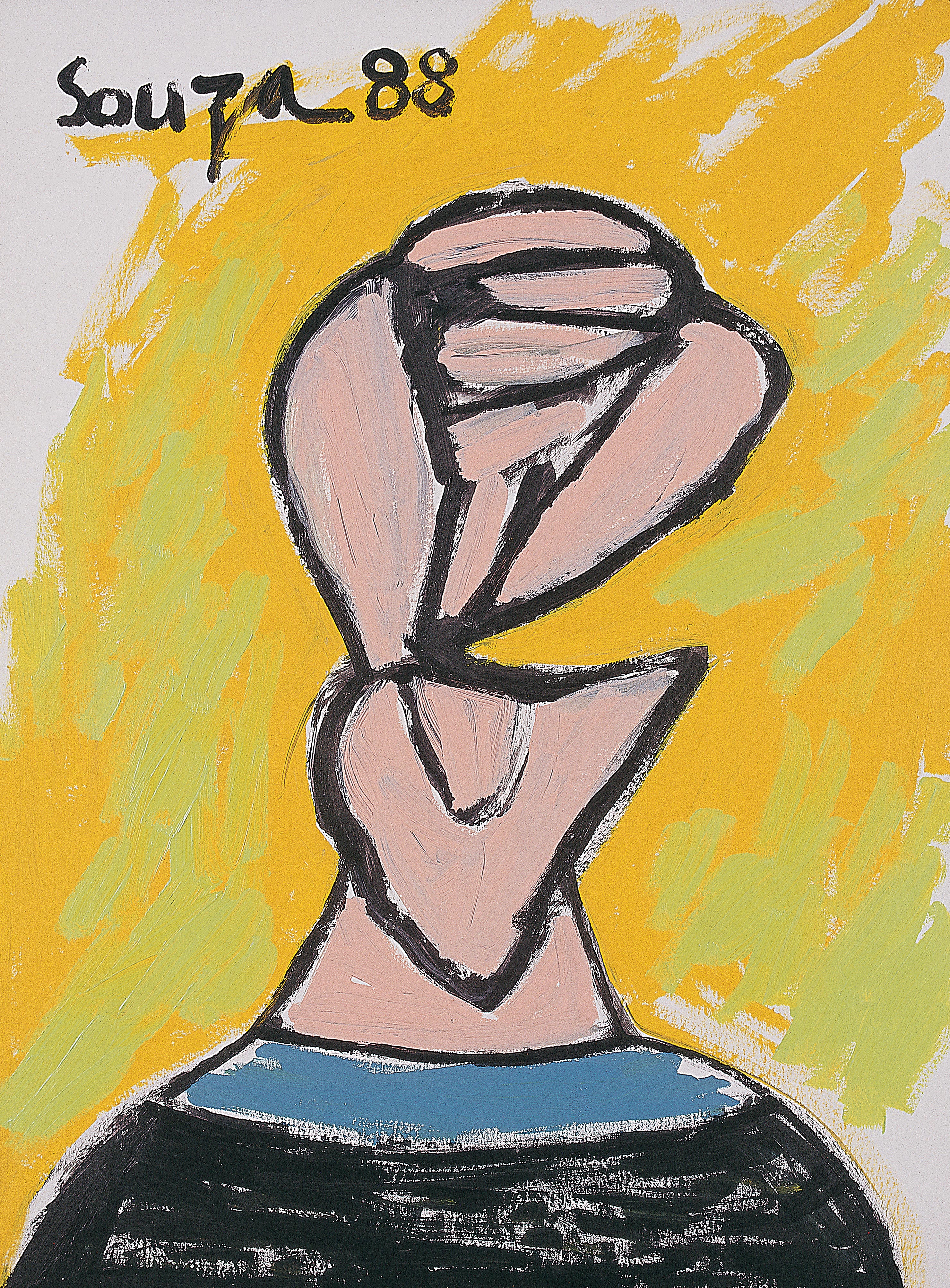 F N Souza, Untitled (Pink Head), 1988