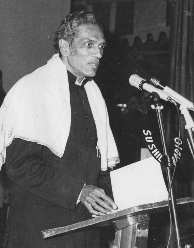 K. S. Kulkarni speaking on the radio