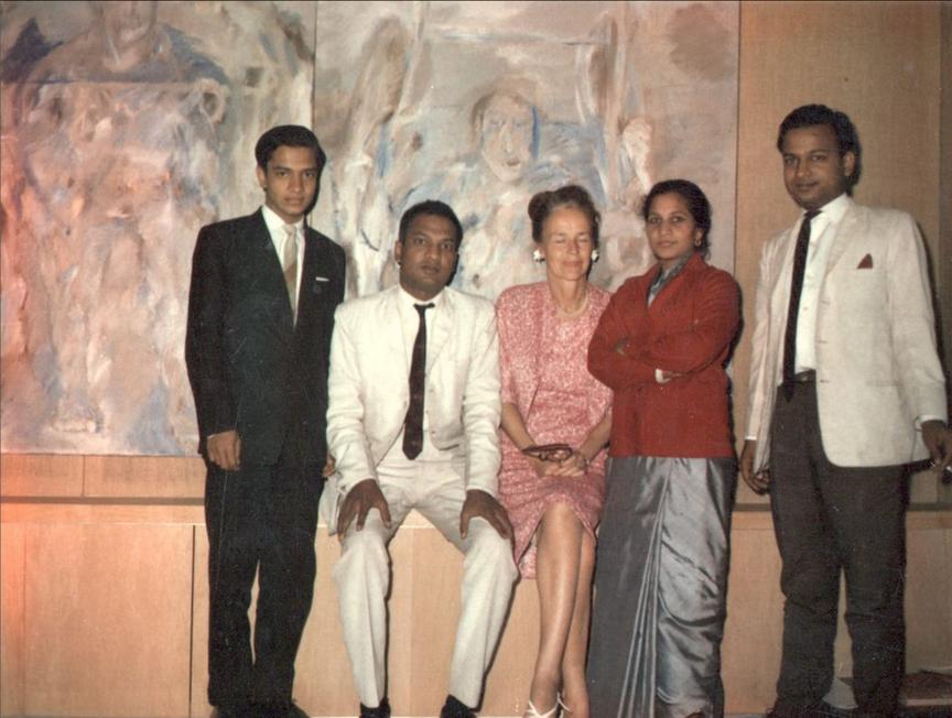 The Kumars with Helen Putnam at Kumar Gallery in 1966