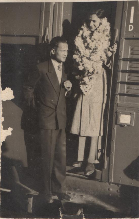 Ravi and Virendra in 1958 as he departs India